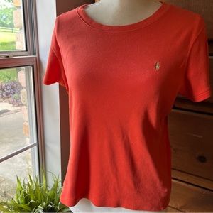 Vintage XL Ralph Lauren Sport TShirt Orange Green Pony RUNS SMALL